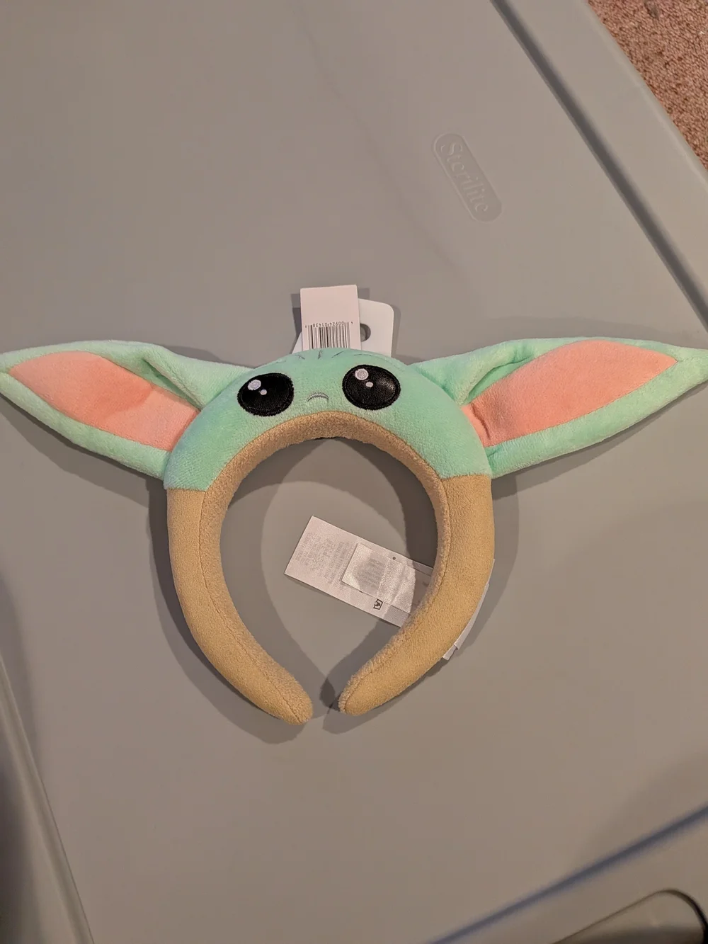 Disney Baby Yoda (Grogu) Plush Ear Headband in Mint Green, Peach and Tan